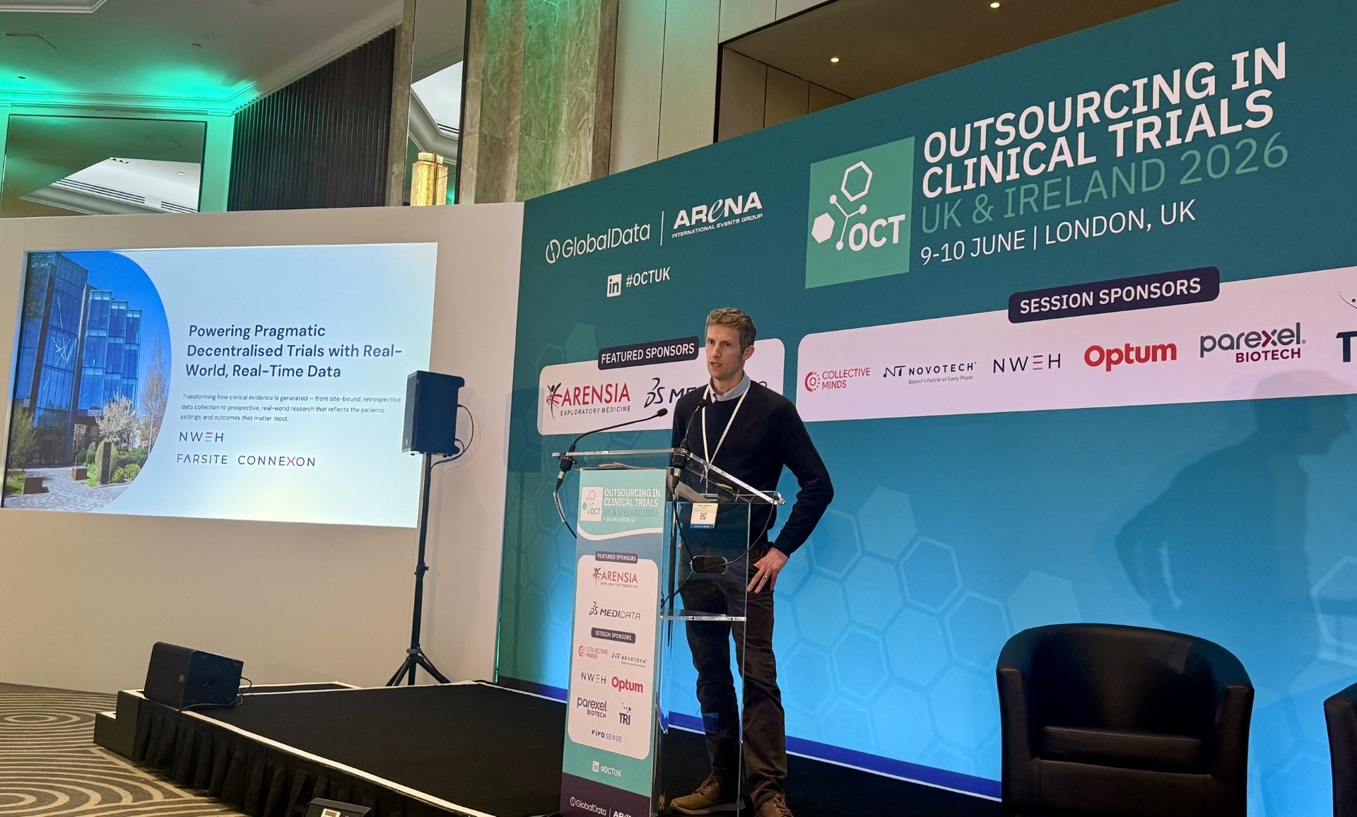 Owen Williams presenting at Outsourcing in Clinical Trials UK & Ireland 2026
